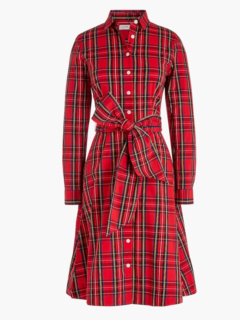 J. Crew Factory red tartan plaid shirt dress with sash belt Size 4 New with tag